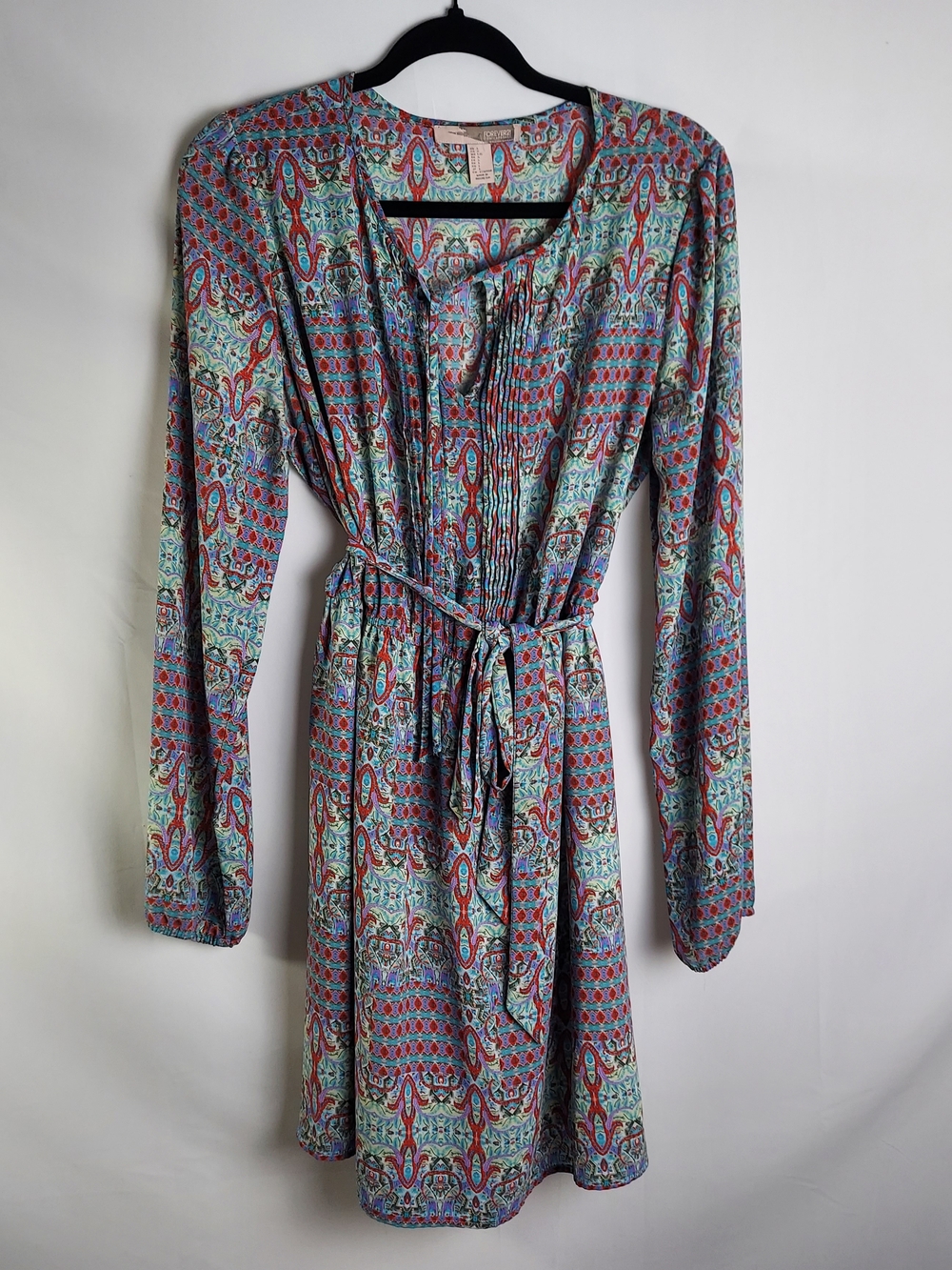 Forever 21 Multicolor Paisley Long-Sleeve Tie-Waist Dress